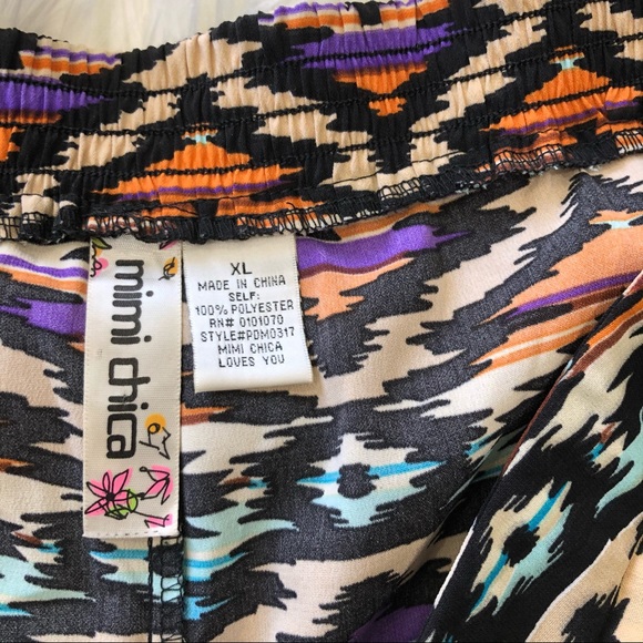 Mimi Chica Elastic Waist Aztec Print Straight Pant - Picture 3 of 9